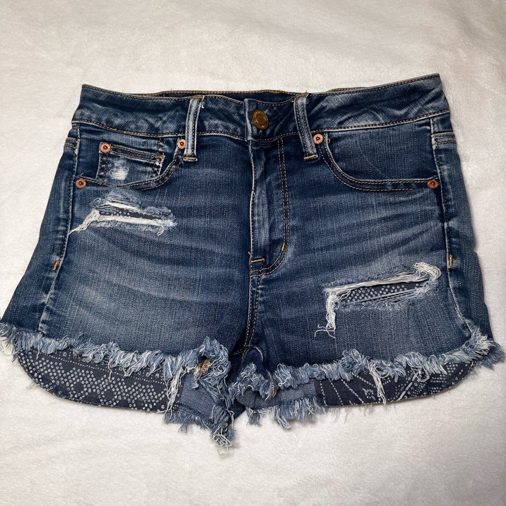 American Eagle Outfitters Blue Jean Shorts Distressed Frayed